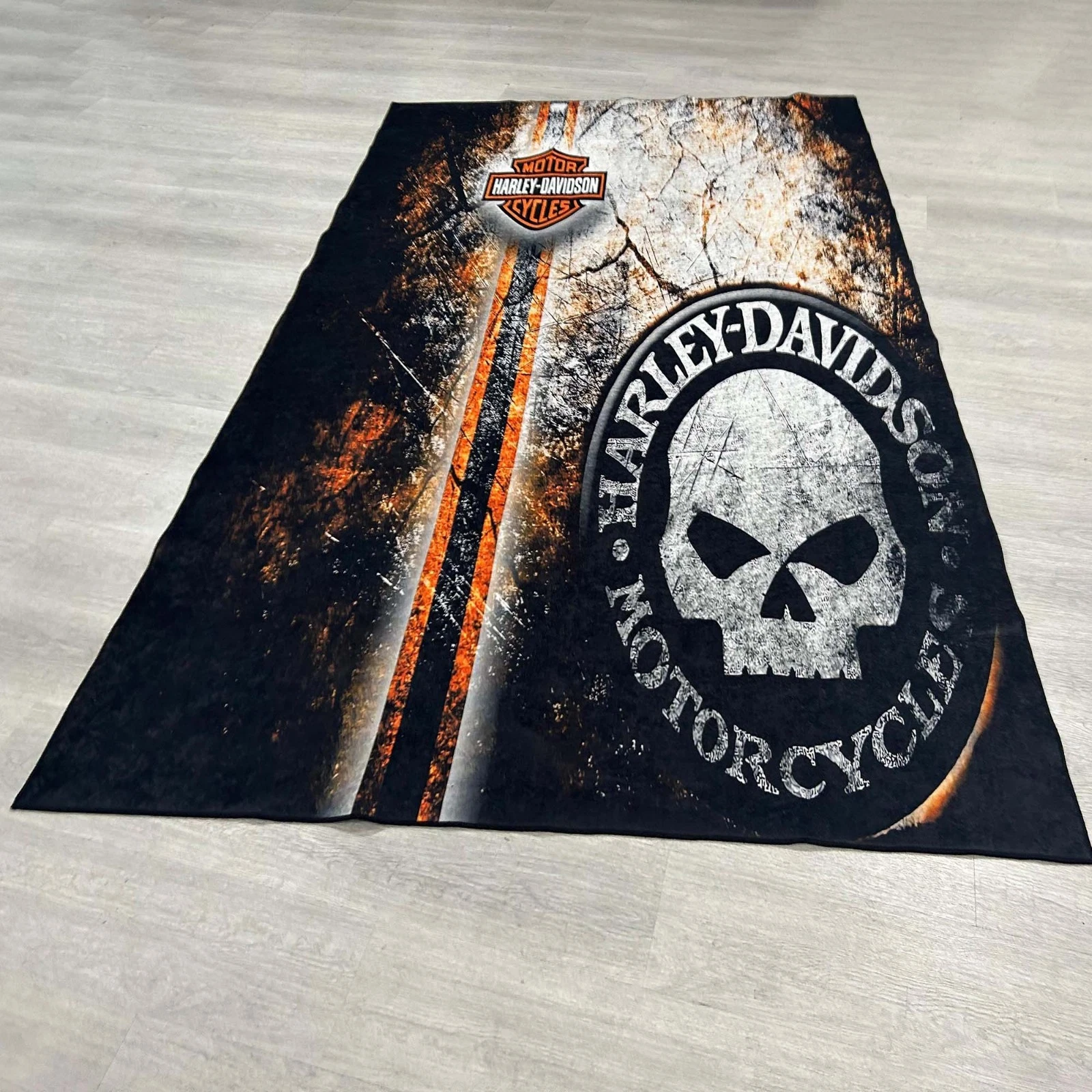 Harley Skull Rug, Harley Motorcycle Rug, American Legend Motorcycle Rug