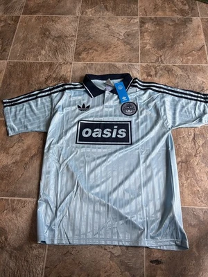 Adidas x Oasis Jersey Shirt Light Blue Live 25' Mens Size small (runs bigger) - Image 1 of 4