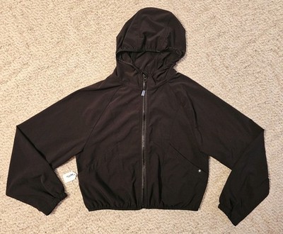 Arhleta Girl Track Star Jacket Large 12 Black Full Zip Pockets Hooded 
