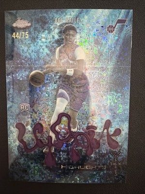2025-26 Topps Chrome Cactus Jack Ace Bailey #UH-25 Purple Utopia RC /75 Jazz