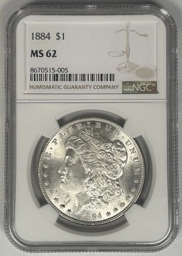1884 Morgan Silver $1 Dollar Coin NGC MS 62