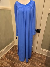 Shadowline-Lingerie-Pajama- Petals-53"- Long Sleeve-Gown-Sapphire Blue Sz Lg NEW