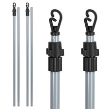 Image of 2 x Heavy Duty Line Props Washing Line Extending Clothes Pole Support 2.4M
