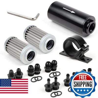 Medoon 10 Micron Inline Fuel Filter with 6AN 8AN 10AN Adapter(6pcs), Barb 1/2'',