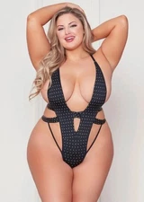 Plus Size Studded Teddy Black Gold Metallic Seven ’til Midnight 11462XP Queen