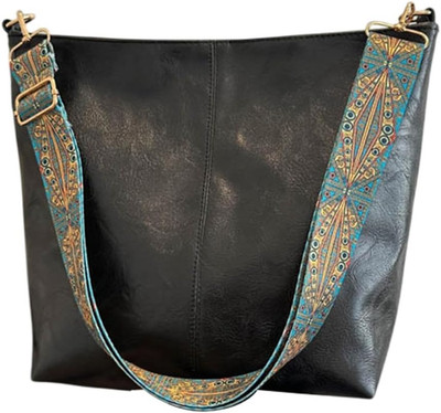 Vegan PU Leather Crossbody Hobo Bag with Zipper Black Stylish Shoulder Purses fo