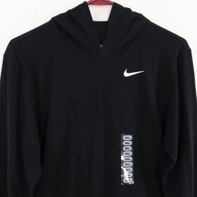 Nike Dri Fit Hoodie Shirt Men's Small Black White Swoosh Long Sleeve NWT