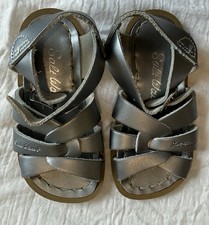 Toddler Girl s HOY SALT WATER Leather Strappy Sandals Shoes Size 6 Silver