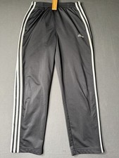 VTG 2005 Adidas Track Pants Boy's L Black Windbreaker Lined Ankle Zip Y2K 144