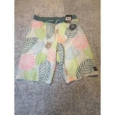 Hurley Kids Swim Trunks Shorts Tropical Pineapple Palm Print Elastic Waist L