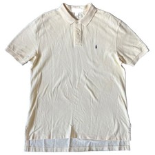 Vintage 90s Polo By Ralph Lauren Mens XL Yellow 100% Cotton USA Made Blue Logo