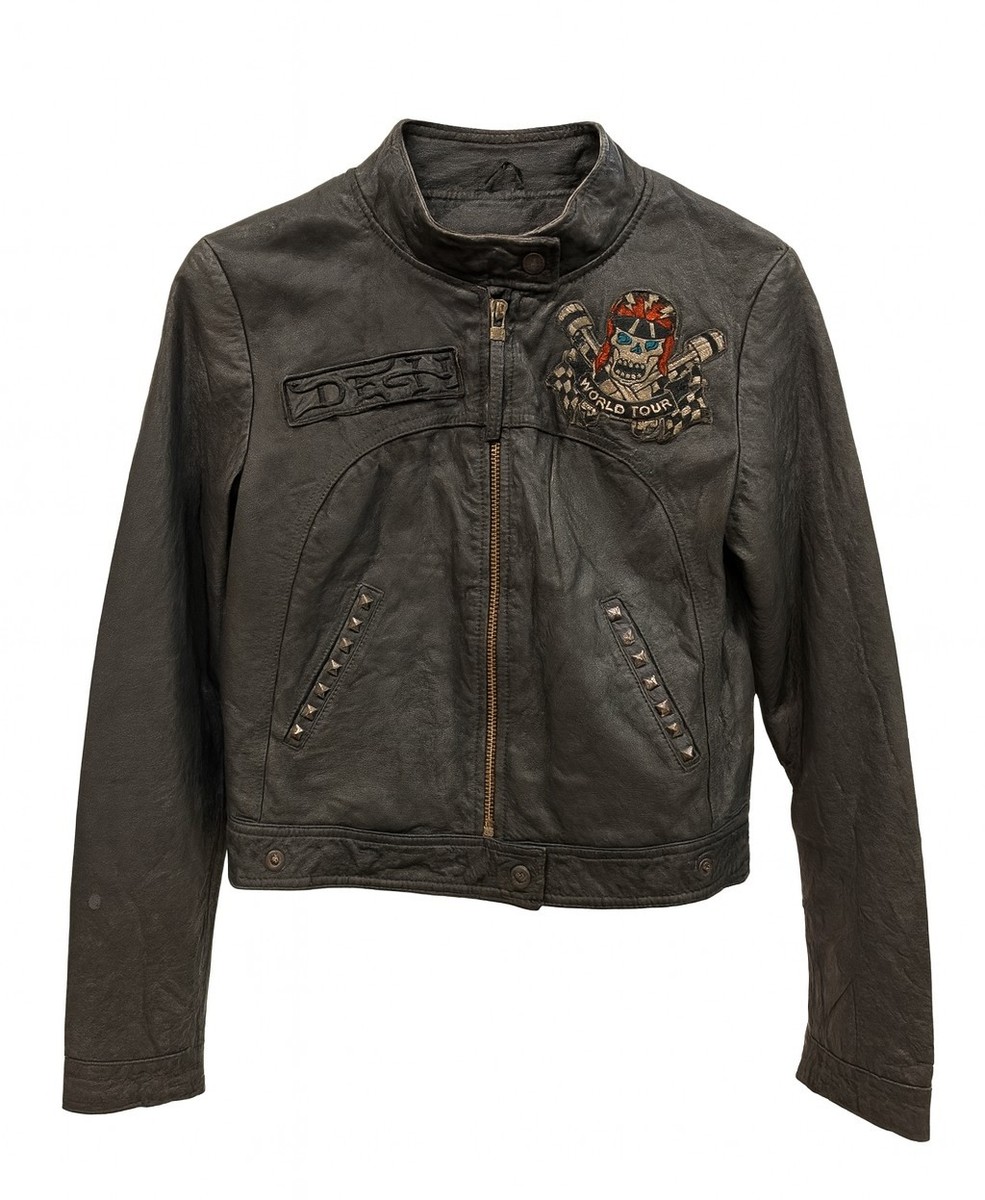 Ed Hardy by Christian Audigier Leather Jacket World Tour Skull