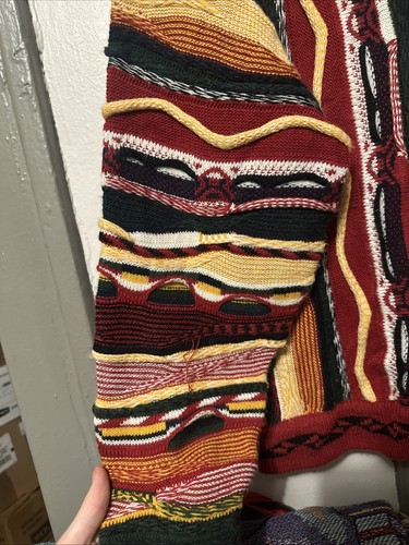 Maglione pullover 3D vintage colorato stile Baucci Coogi bottoni XL - Foto 3 di 6