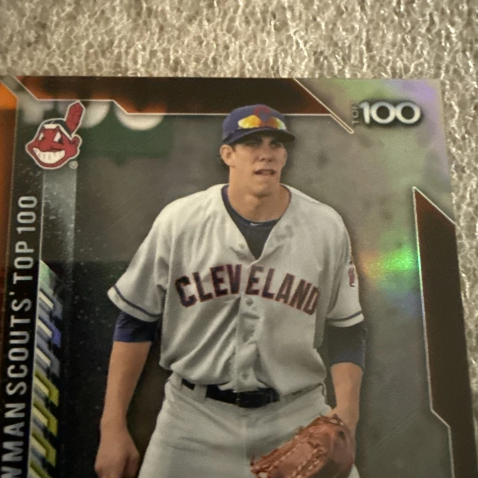 Bowman Chrome Scouts Top 100 Orange Refractor #33 2016 Bradley Zimmer/25 Foto 3 de 4