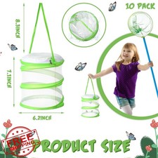 Sherr 10 Pcs Mini Butterfly Habitat Cage Clear Mesh Green Foldable Terrarium