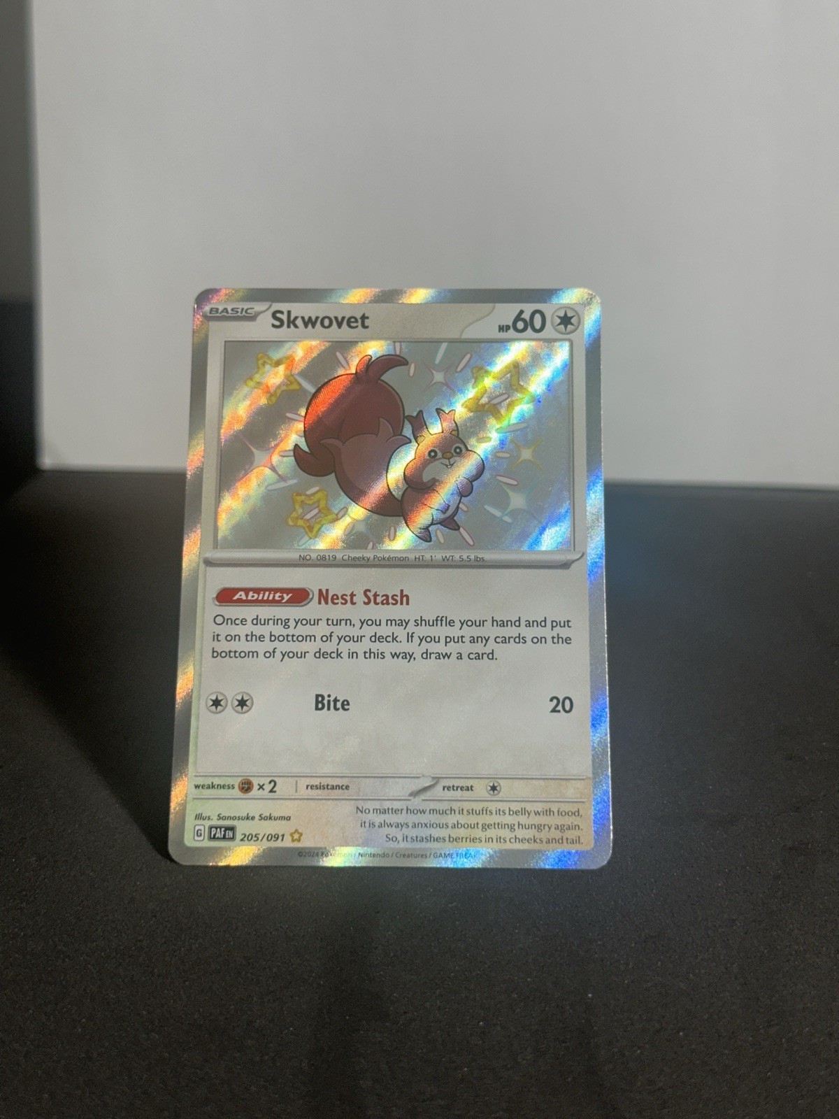 Pokémon Scarlet & Violet Paldean Fates Skwovet Shiny Rare 205/091 