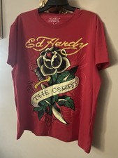 Ed Hardy The Corps Rose Tattoo Graphic T-shirt Mens Medium Red