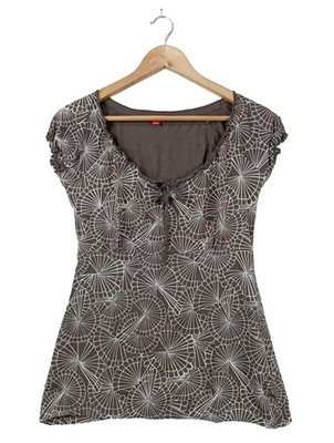 ESPRIT Empire Waist Shirt Damen Shirt Gr. DE 38 braun-weiß Casual-Look