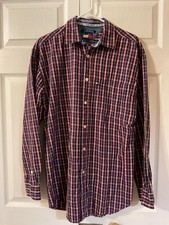 Vintage Tommy Jeans Men's M Plaid Button Up Shirt Long Sleeve Collar Multicolor