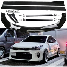 Front Bumper Lip Spoiler Side Skirts Rear Glossy Black For Kia Rio 2001-2022
