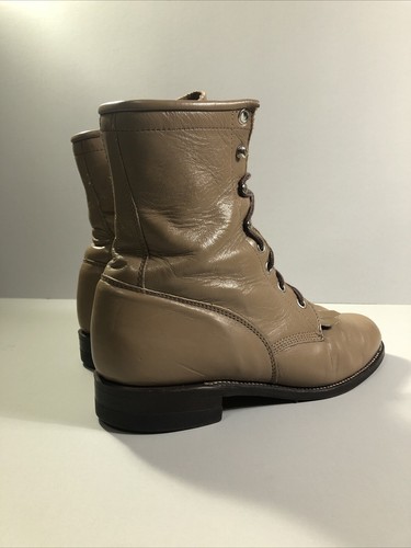 Justin L0505 beige Leder Schnürstiefel Kiltie Westernstiefel Damen 6,5 B/Hergestellt in den USA - Bild 9 von 18
