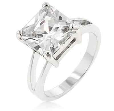 White Gold GB Princess Cut 5.0ct Simulated Diamond Size 9 Engagement Ring G63 