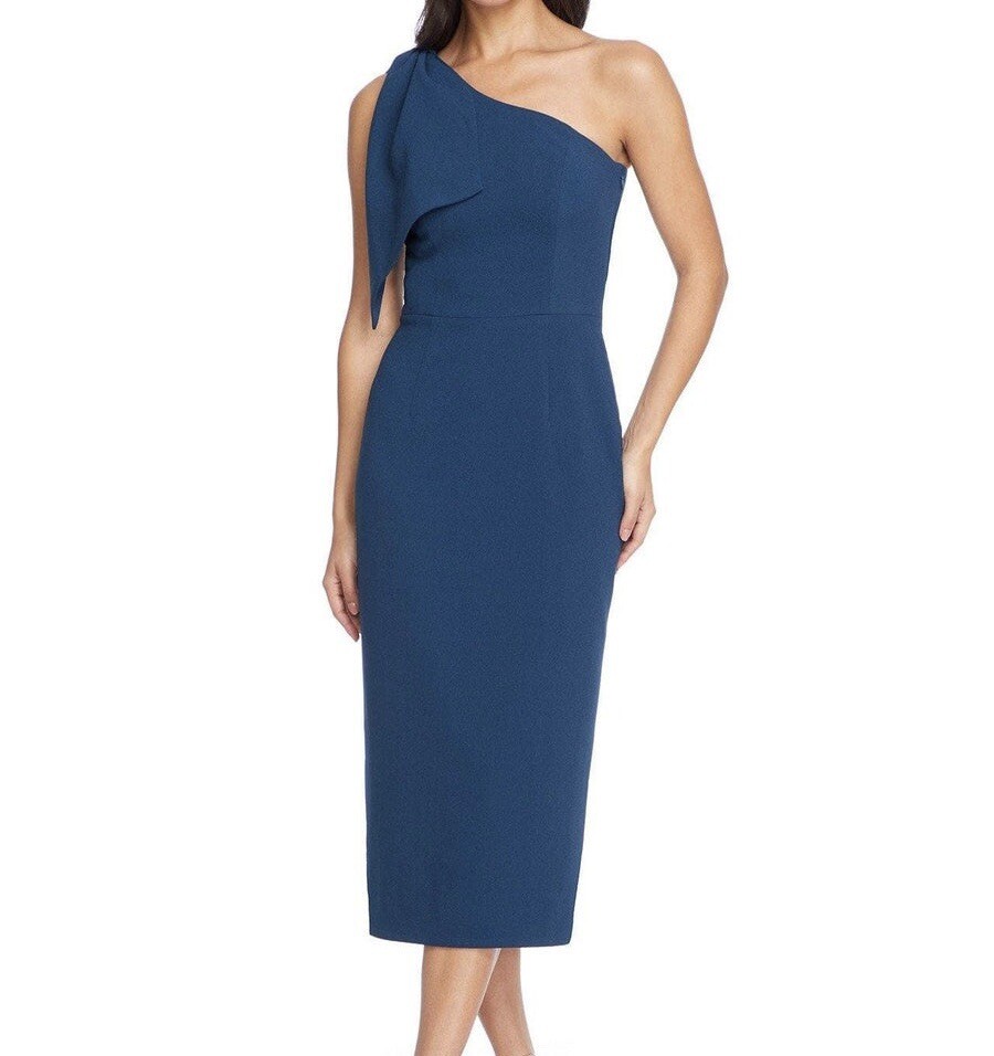 tiffany asymmetrical midi dress Dress The Population Tiffany Dress - BLUE