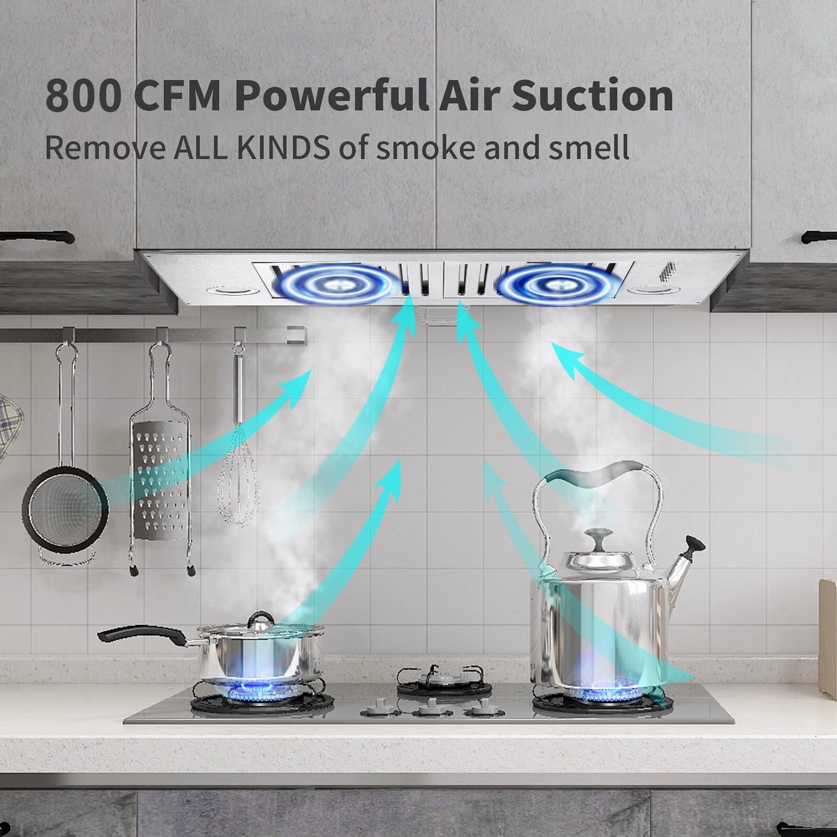 30 inch Built in Range Hood 800CFM Kitchen Cook Vent Stainless