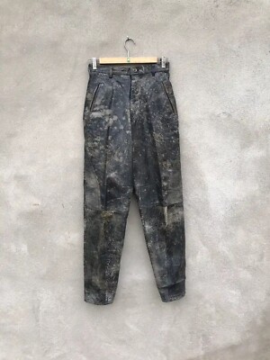 RARE Vintage Yohji Yamamoto POUR HOMME Leather Pants Asid Wash | eBay