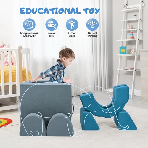 10 TLG Spielsofa Cord Kindersofa Schaumstoffbausteine Schalffunktion Modulsofa - Bild 6 von 9