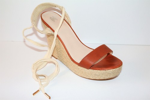 Tan Strappy Sandals Wedges Heels Size 