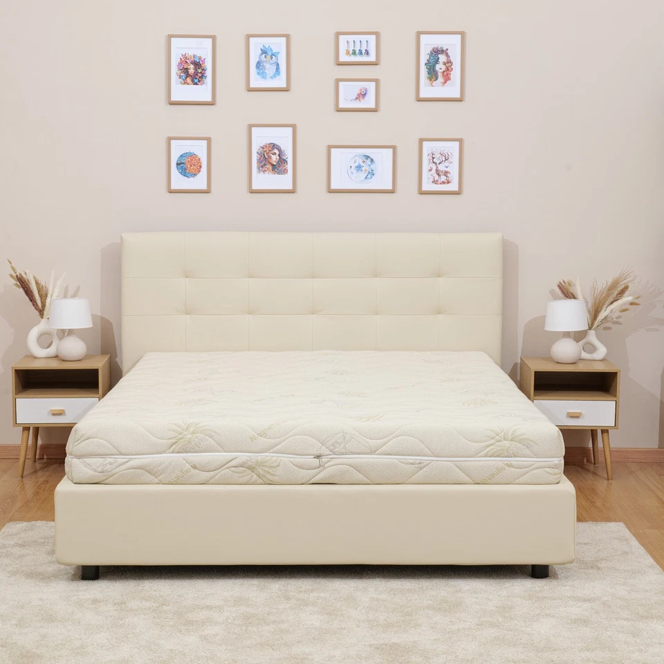 Materasso in Lattice NUVOLA alto 20 cm con rivestimento sfoderabile Aloe Argento - Immagine 2 di 4