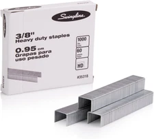 Swingline Staples, Heavy Duty, 3/8" Length, 60 Sheet Capacity, 100/Strip, 1000/B
