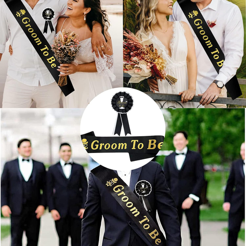 Groom Sash Badge Set,2Pcs Hen Do Accessories Includes Groom to Be Sash & Badg... - Picture 5 of 12