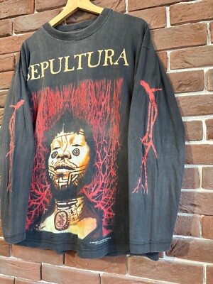 Rare Vintage 90s Sepultura Roots Metal Band Longsleeve Grail xl