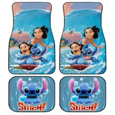 Disney Stitch Car Mats Set Durable Cartoon Auto Interior Accessories
