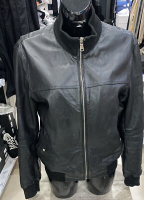 Conbipel Leather Jacket Used Woman Size 48 Black LLE72