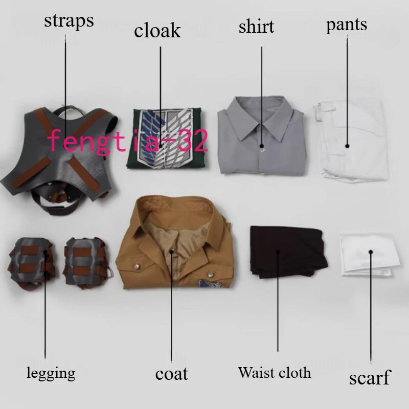 NUEVO Attack on Titan Levi Ackerman Juegos con disfraces Conjunto completo Disfraces Fiesta de Halloween COS Foto 4 de 4