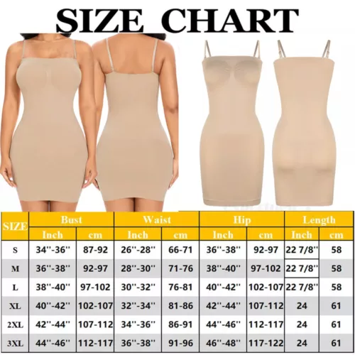Women's Full Slip Dress Strapless Tummy Firm Control Body Shaper Slim Shapewear - Picture 17 of 33