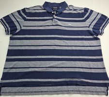 Chaps Men's Short Sleeve Natural Stretch Navy Blue Striped Polo Shirt 2XL XXL