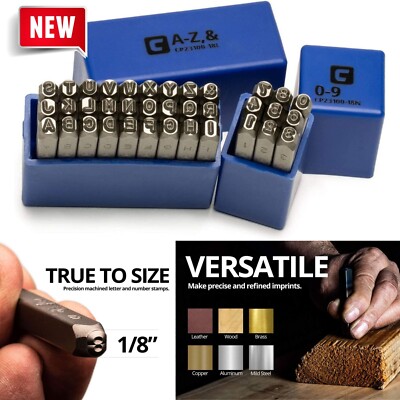 1/8'' Small Punch Letter Number Stamp for Stamping Wood Copper Brass Key Marking
