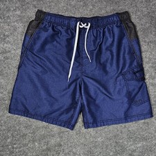 SPEEDO Swim Trunks Men's 2XL Blue Mesh Lined Pockets Embroidered