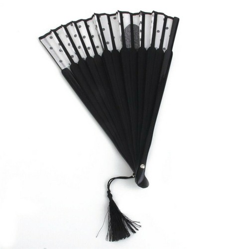 Vintage Bamboo Silk Hand Fan Chinese Japanese Cartoon Cat Paint Folding Gifts - Picture 7 of 15