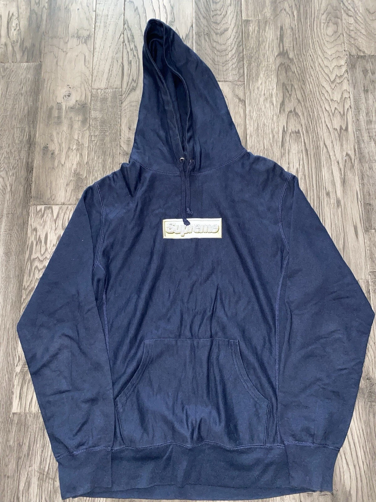 SUPREME BLING BOX LOGO SWEAT À CAPUCHE BLEU MARINE TAILLE L