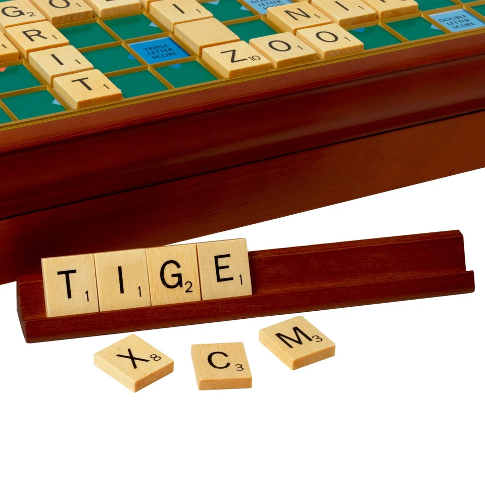 PRESTIGE SCRABBLE Retro Edition - Wooden Box, Rotating Turntable, Tiles & Racks - Image 4 of 4