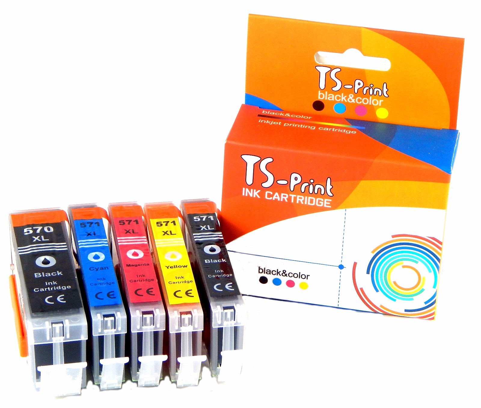 5 Cartucce Inchiostro PGI-570XL CLI-571XL Compatibili Canon Pixma MG5750 TS5050 - Nero E Colori Ad Alta Resa
