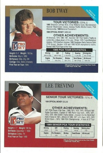 1990 Pro Set Prototype PGA Golf Cards - Lee Trevino and Bob Tway Set - NM - Picture 2 of 2