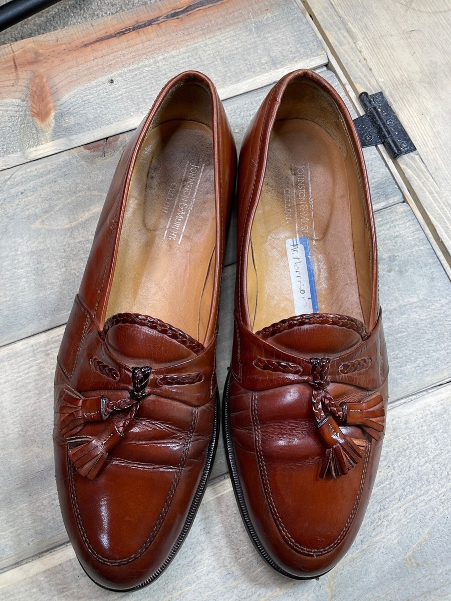 Men\'s Johnston & Murphy Cellini Tassel Slip On Loafers Size 10.5 M Made In Italy Johnston & Murphy Cellini Mens 10.5 N Brown Leather Tassel  main image 3