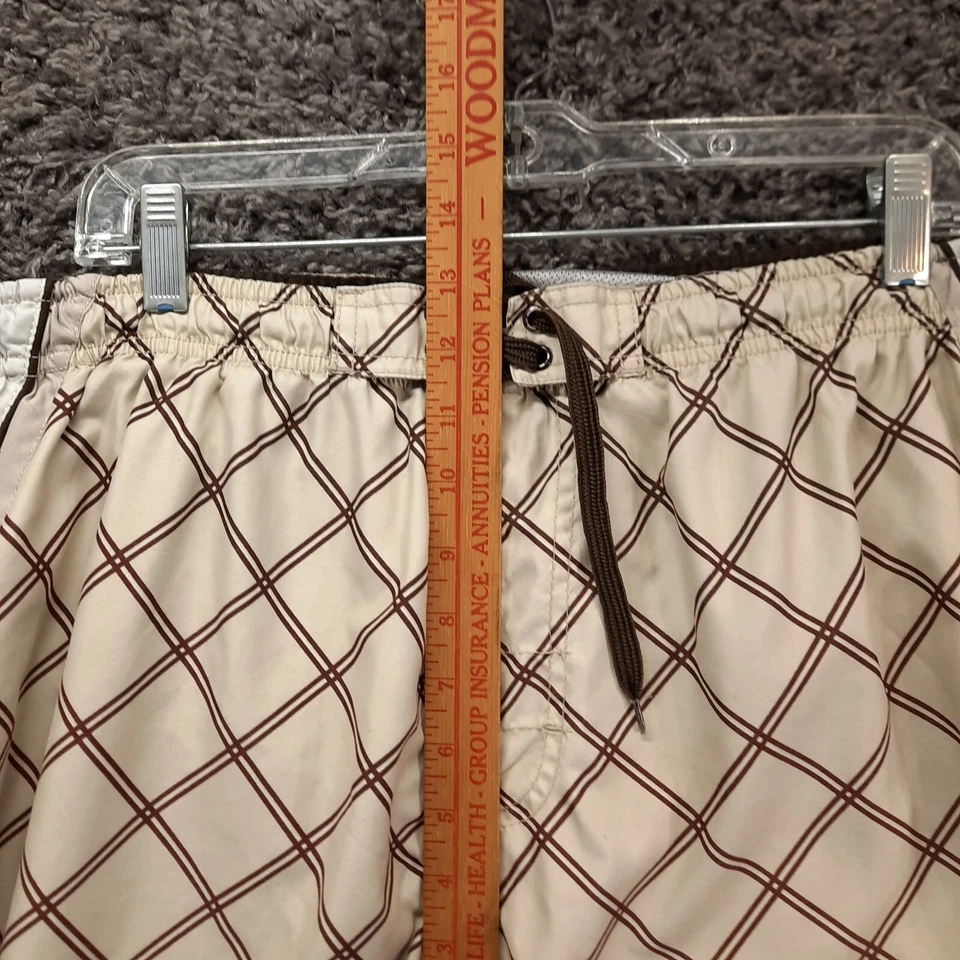 Burnside Board Shorts Men Large Brown Check Tie Front Swimwear - Image 3 of 4
