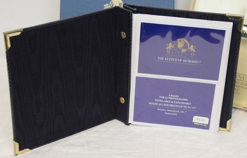 NEW Melannco Leather Bound Photo Album Navy Blue Gold Hardware 4*6 Refill Expand - Picture 6 of 11